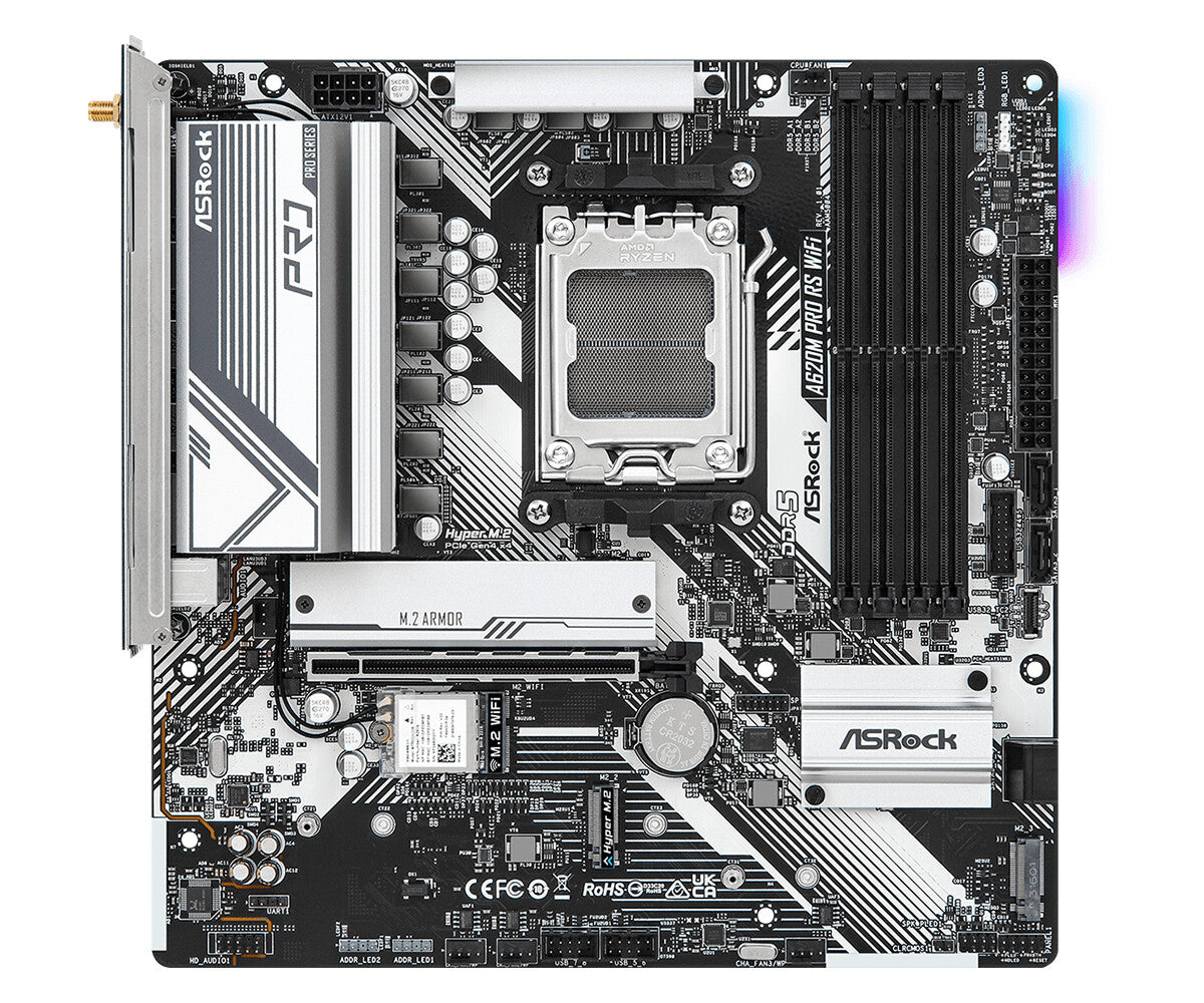 Asrock A620M Pro RS WiFi micro ATX motherboard - AMD A620 Socket AM5