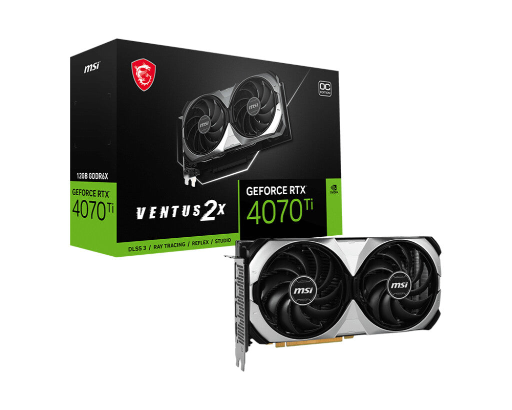 MSI VENTUS 2X 12G OC - NVIDIA 12 GB GDDR6X GeForce RTX 4070 Ti graphics card