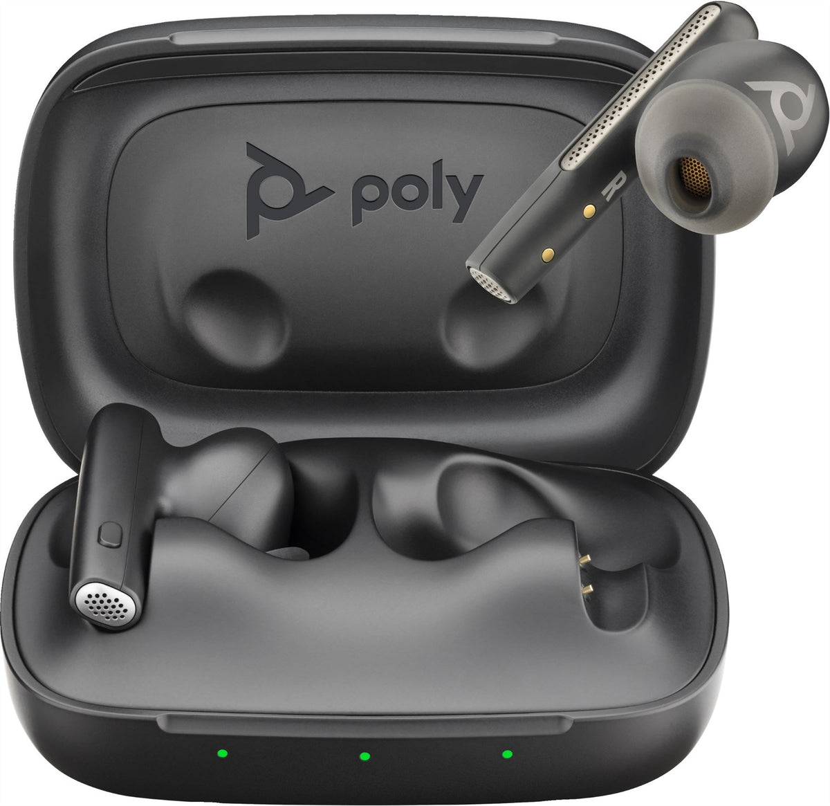 POLY Voyager Free 60 UC Carbon Black Earbuds +BT700 USB-C Adapter +Basic Charge Case