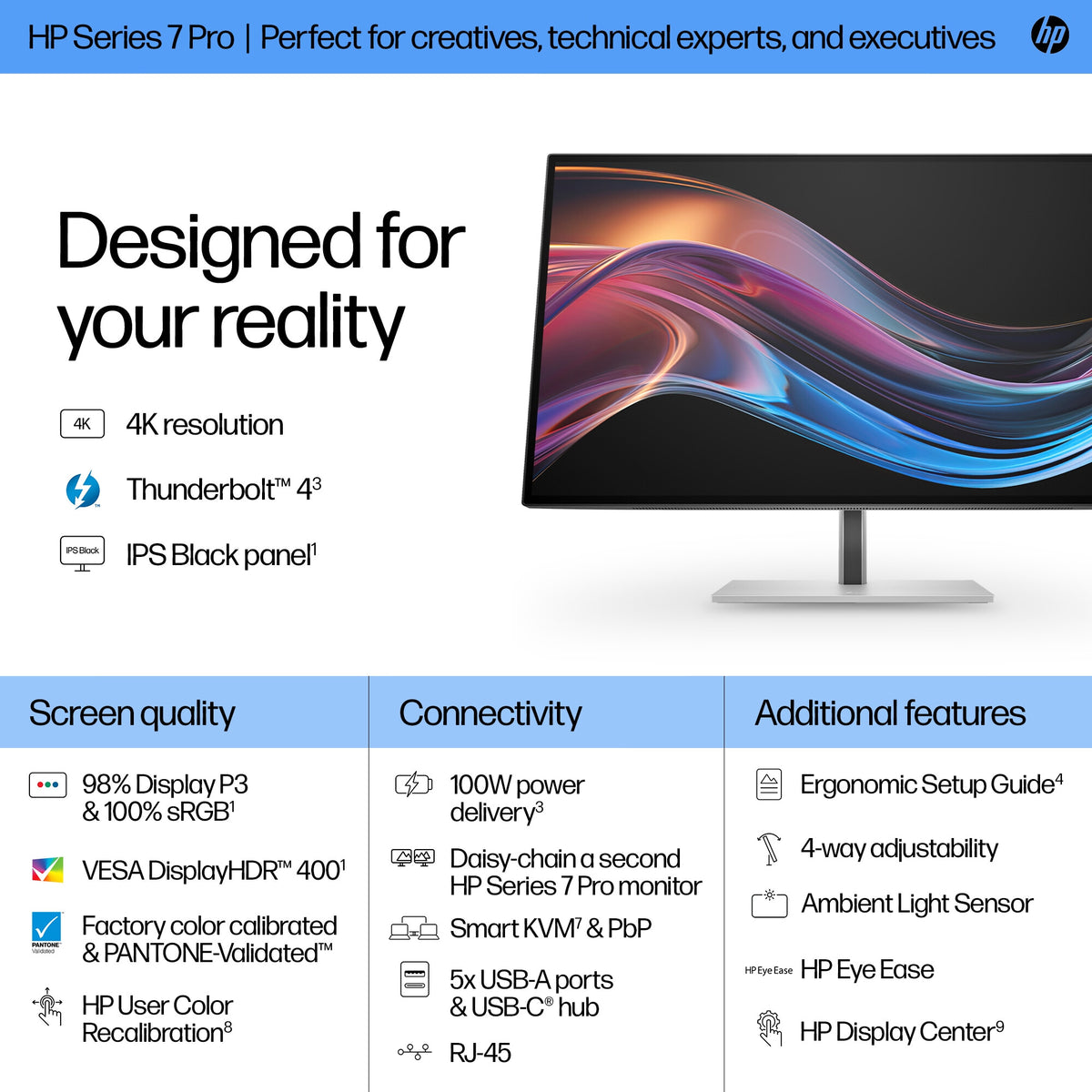 HP Series 7 Pro 727PK - 68.6 cm (27&quot;) - 3840 x 2160 pixels 4K Ultra HD LED Monitor