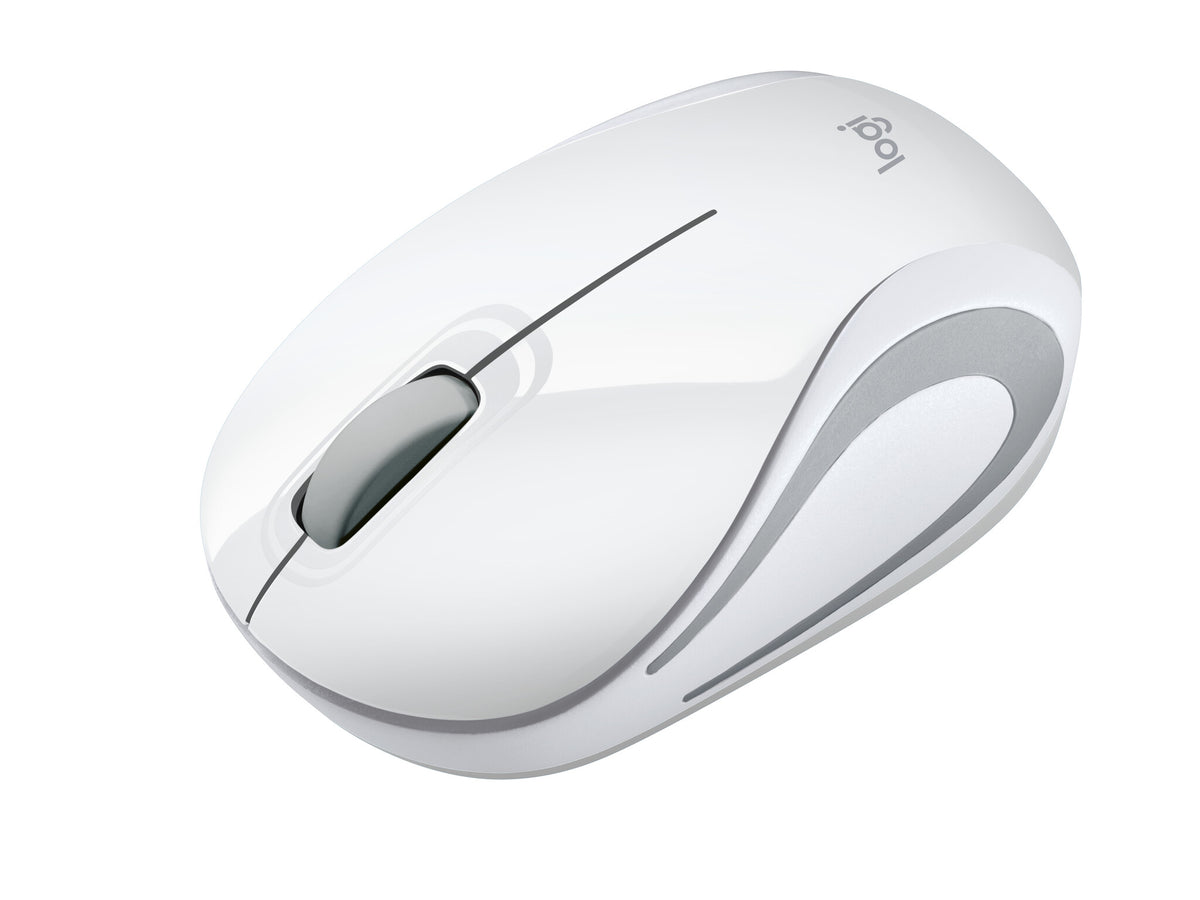 Logitech M187 - RF Wireless Mini Mouse in White / Silver - 1,000 DPI