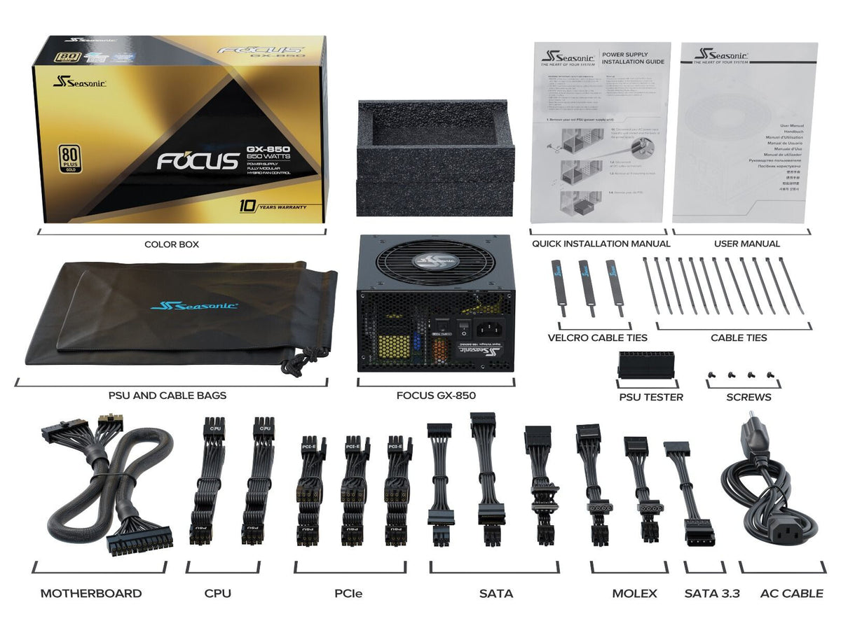 Seasonic FOCUS GX - 850W 80+ Gold Fully Modular Power Supply Unit