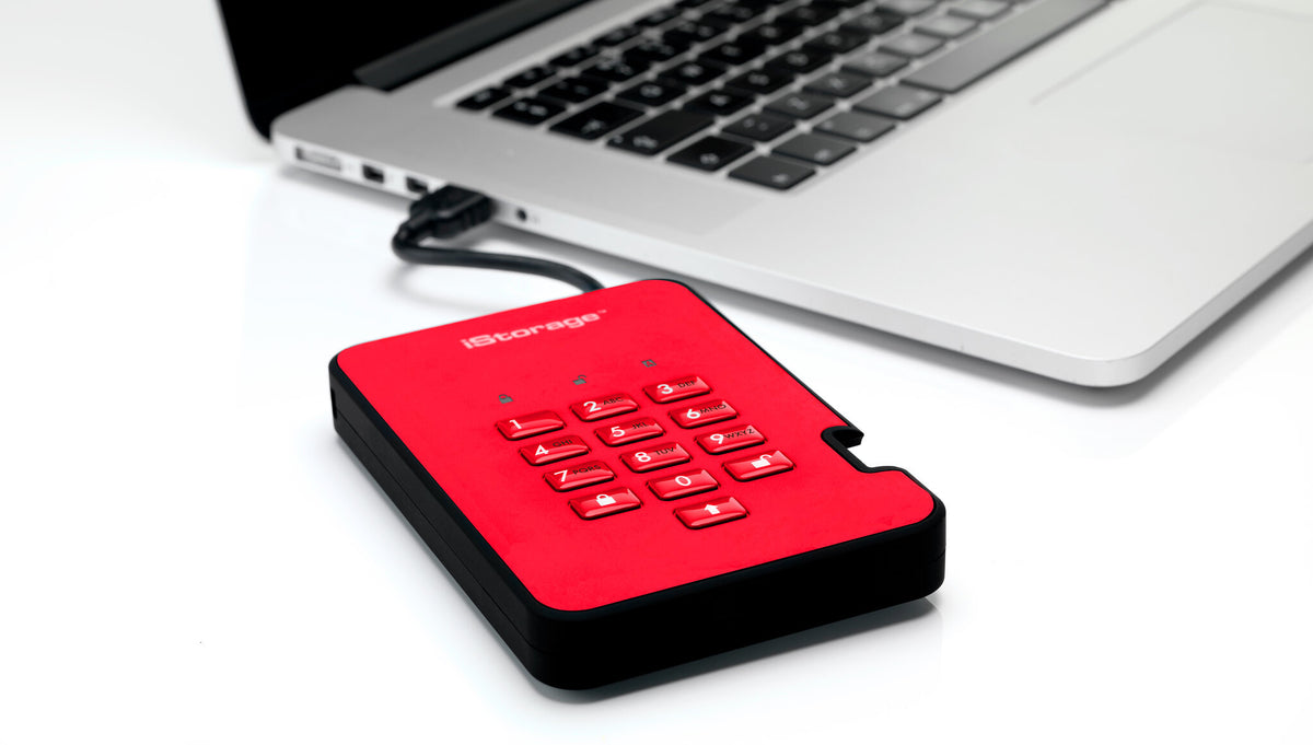 iStorage diskAshur2 - Secure Encrypted External solid state drive in Red - 128 GB