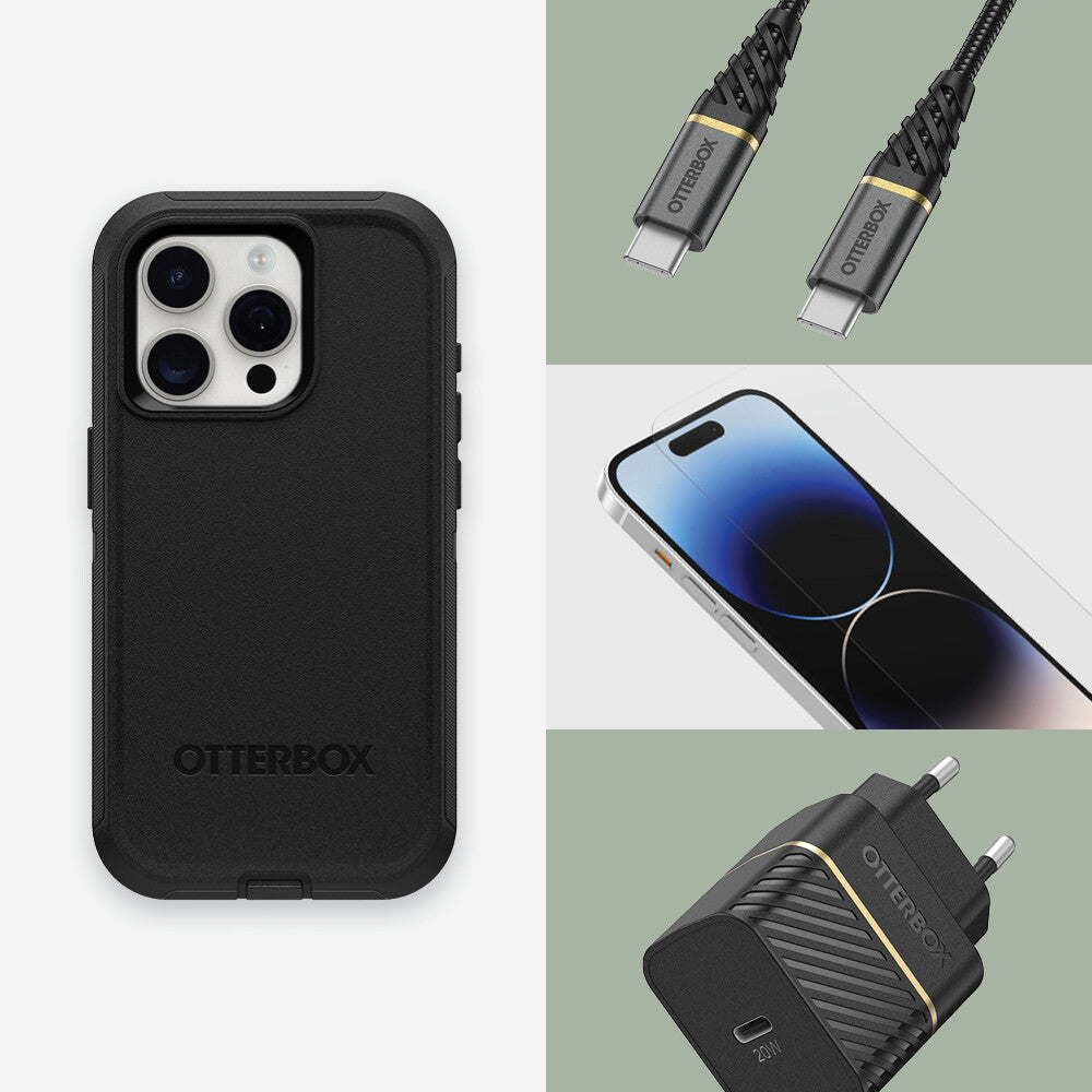 OtterBox Defender Series for iPhone 15 Pro in Black