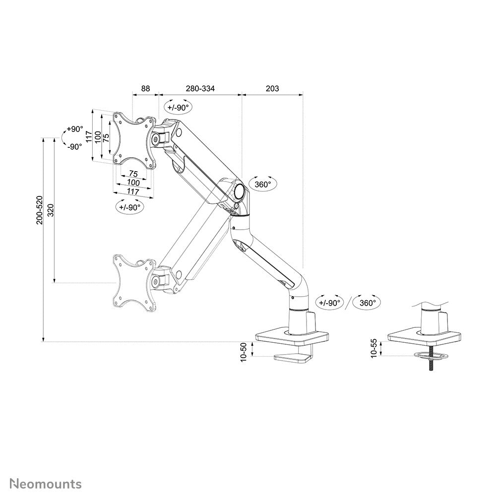 Neomounts DS70S-950BL1 - Desk monitor mount for 43.2 cm (17&quot;) to 124.5 cm (49&quot;)