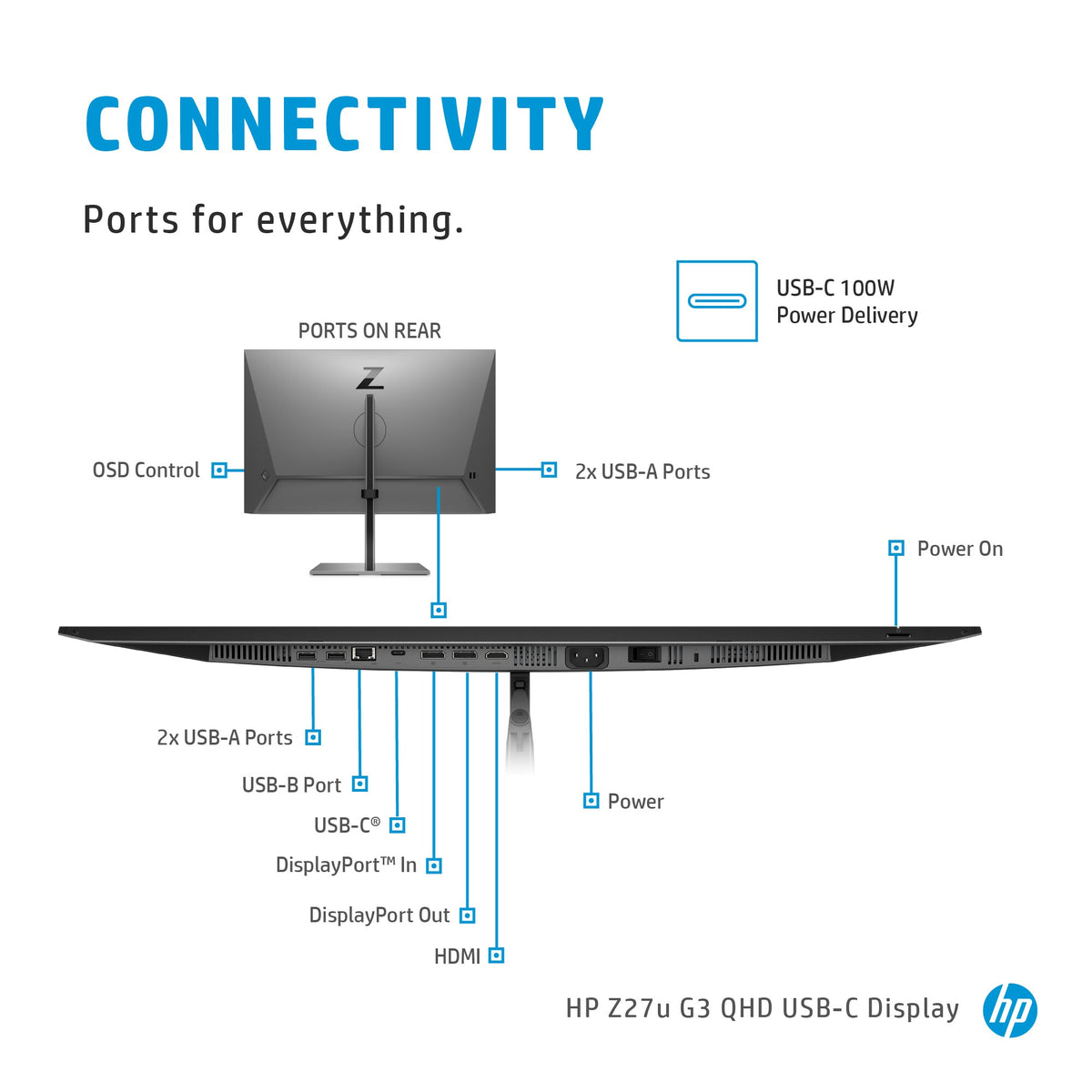 HP Z27U G3 - 68.6 cm (27&quot;) - 2560 x 1440 pixels 2K Ultra HD LED Monitor