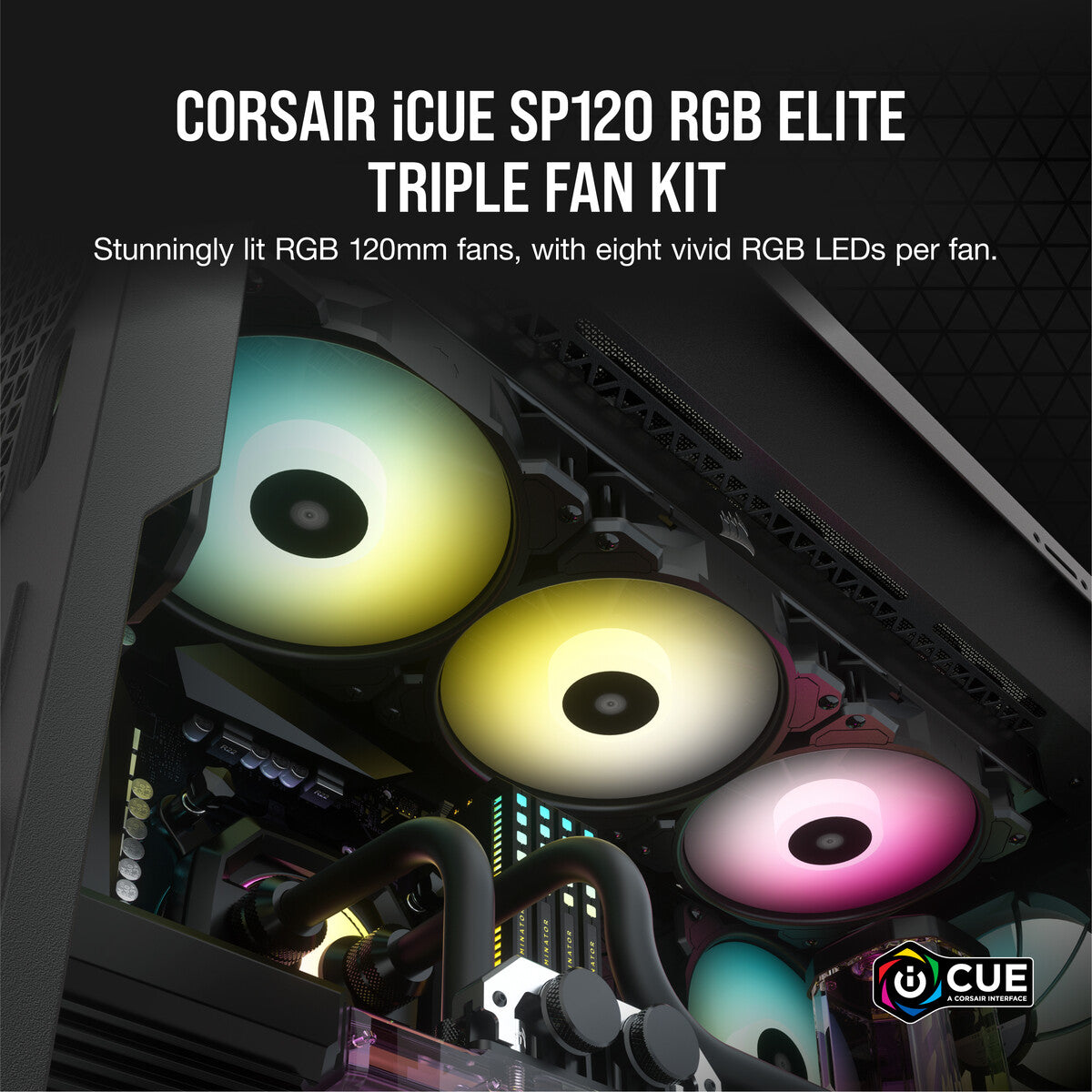 Corsair SP120 RGB ELITE - Computer Case Fan in Black - 120mm (Pack of 3)