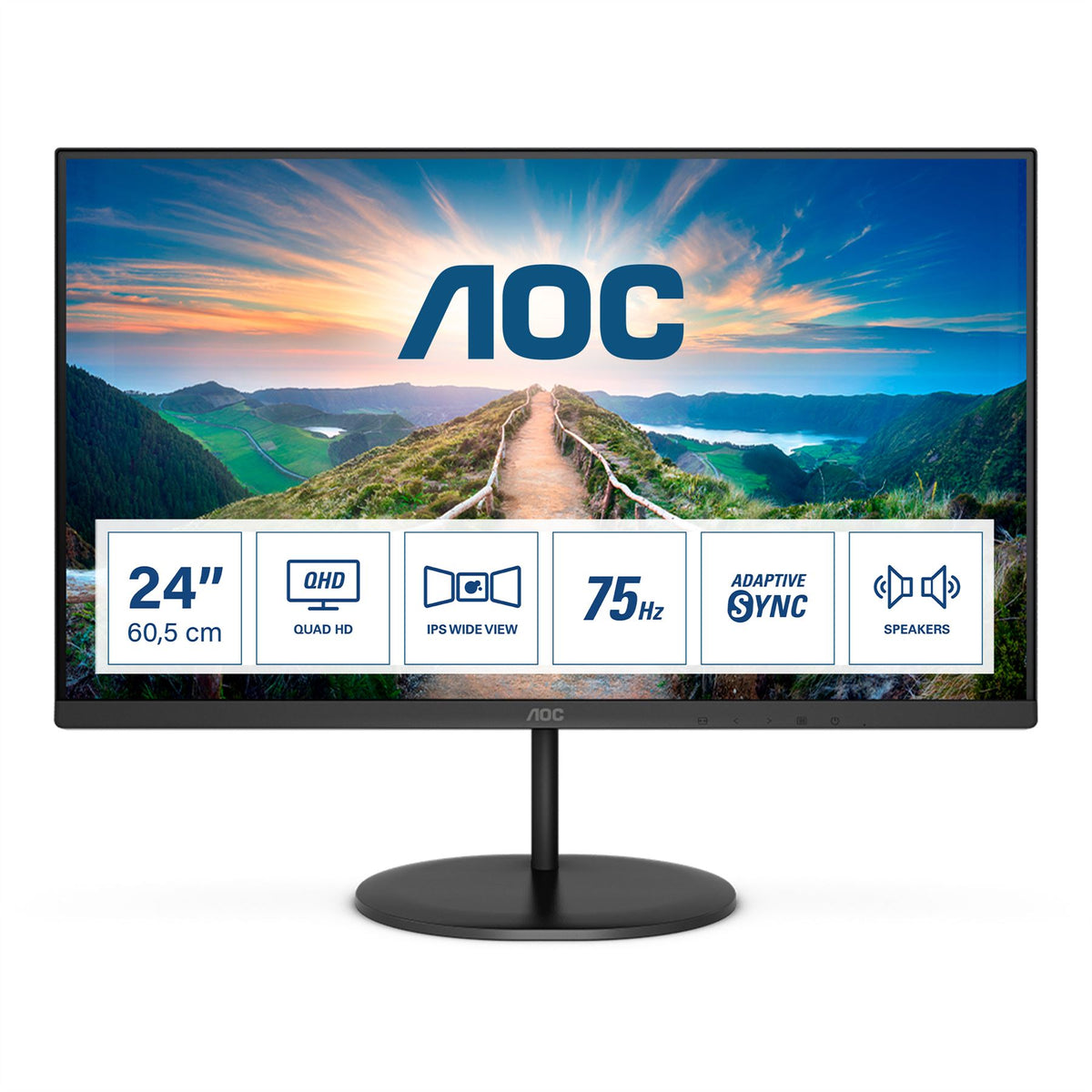 AOC V4 Q24V4EA LED display 60.5 cm (23.8&quot;) 2560 x 1440 pixels 2K Ultra HD Black Monitor