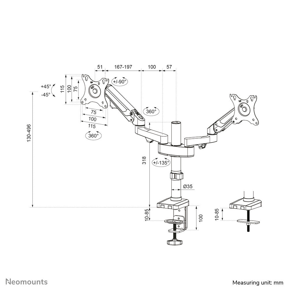 Neomounts DS70-750BL2 - Desk monitor mount for 43.2 cm (17&quot;) to 68.6 cm (27&quot;)