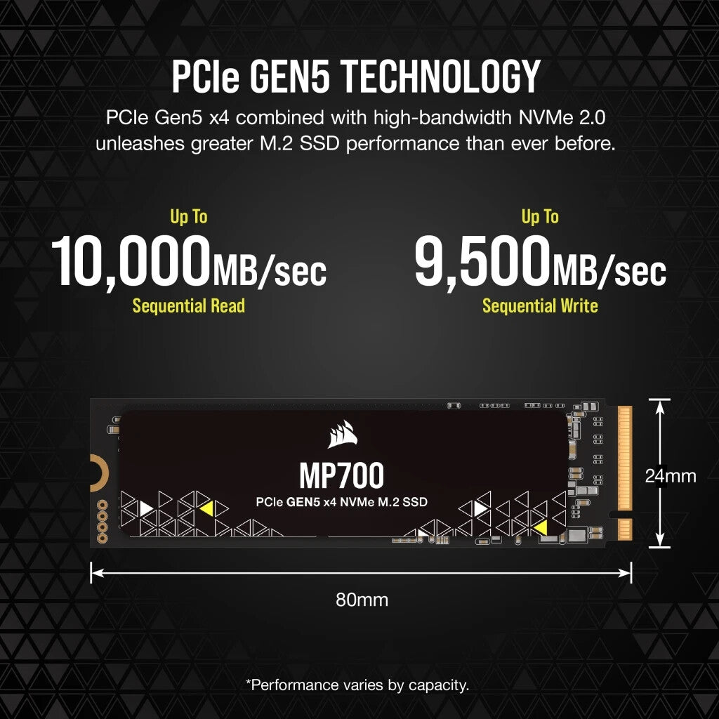 Corsair MP700 - PCI Express 5.0 3D TLC NAND NVMe M.2 SSD - 2 TB