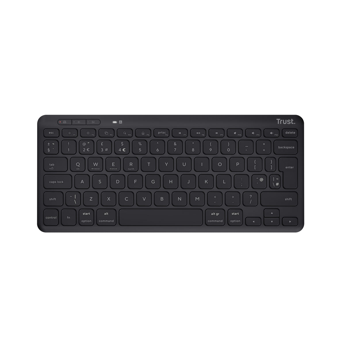 Trust Lyra Mini - USB Wired + RF Wireless + Bluetooth Membrane Keyboard in Black (QWERTY UK)