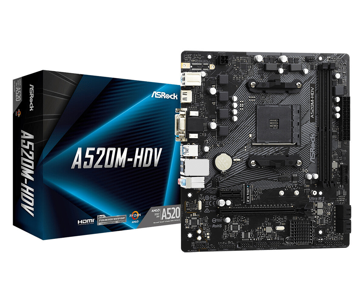 Asrock A520M-HDV micro ATX motherboard - AMD A520 Socket AM4