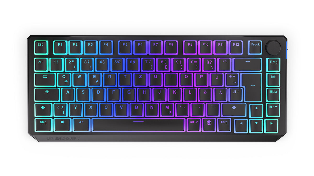 ENDORFY Thock 75% - USB Wired + RF Wireless RGB Mechanical Keyboard in Black (QWERTZ German)