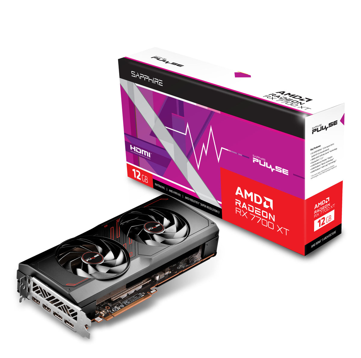 Sapphire PULSE - AMD 12 GB GDDR6 Radeon RX 7700 XT graphics card