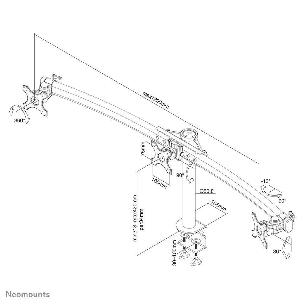 Neomounts FPMA-D700D3 - Desk monitor mount for 25.4 cm (10&quot;) to 68.6 cm (27&quot;)