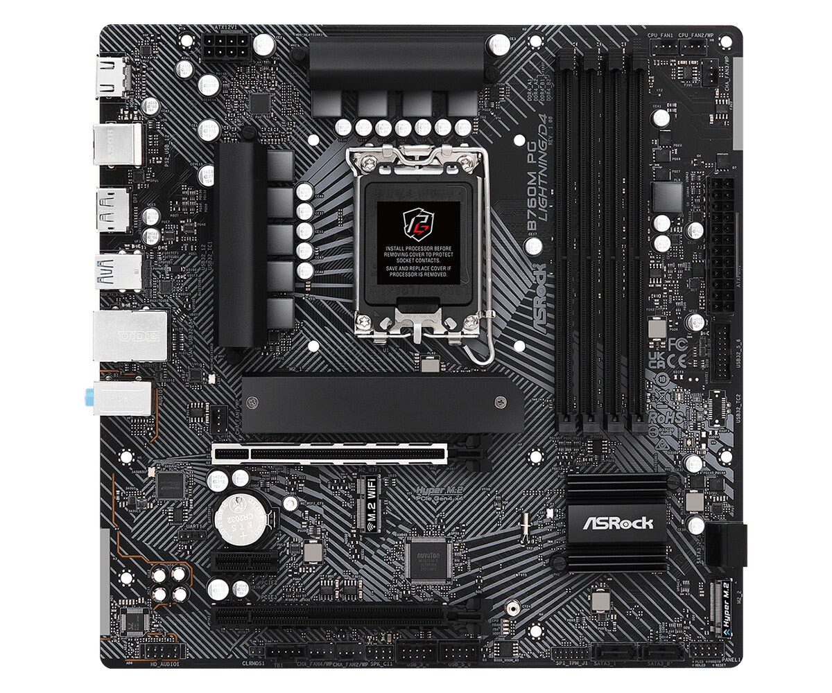 Asrock B760M PG Lightning/D4 micro ATX motherboard - Intel B760 LGA 1700