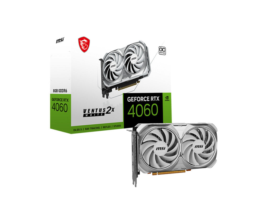 MSI VENTUS 2X WHITE OC - NVIDIA 8 GB GDDR6 GeForce RTX 4060 graphics card