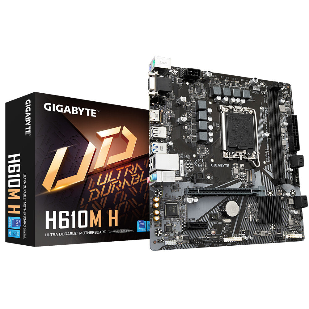 Gigabyte H610M H (rev. 1.0) micro ATX motherboard - Intel H610 Express LGA 1700