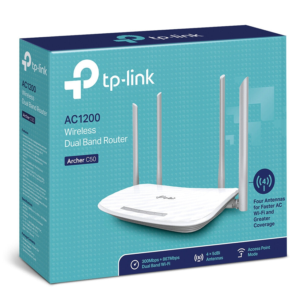 TP-Link Archer C50 - Fast Ethernet Dual-band (2.4 GHz / 5 GHz) wireless router in White