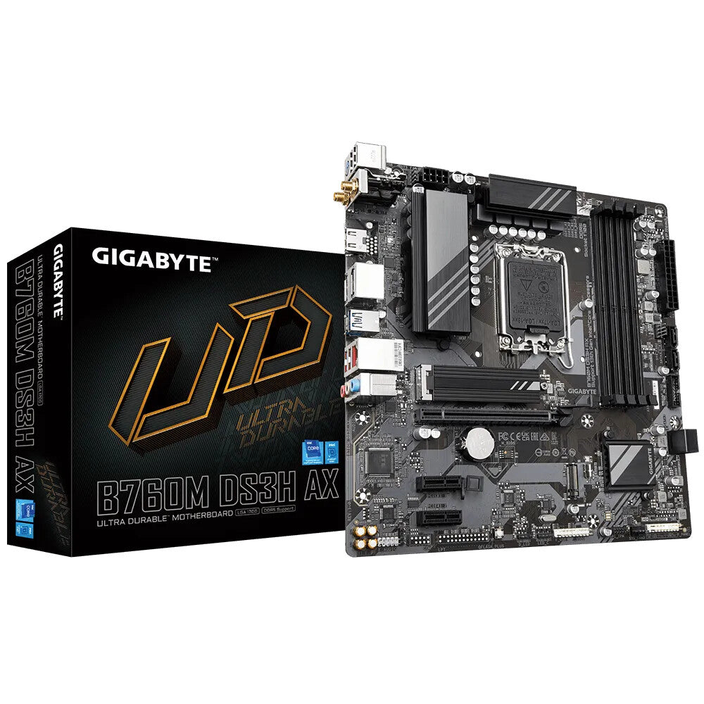 Gigabyte B760M DS3H AX Micro ATX motherboard - Intel B760 Express LGA1700