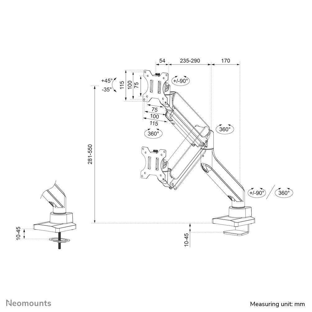 Neomounts DS70-450BL1 - Desk monitor mount for 43.2 cm (17&quot;) to 106.7 cm (42&quot;)