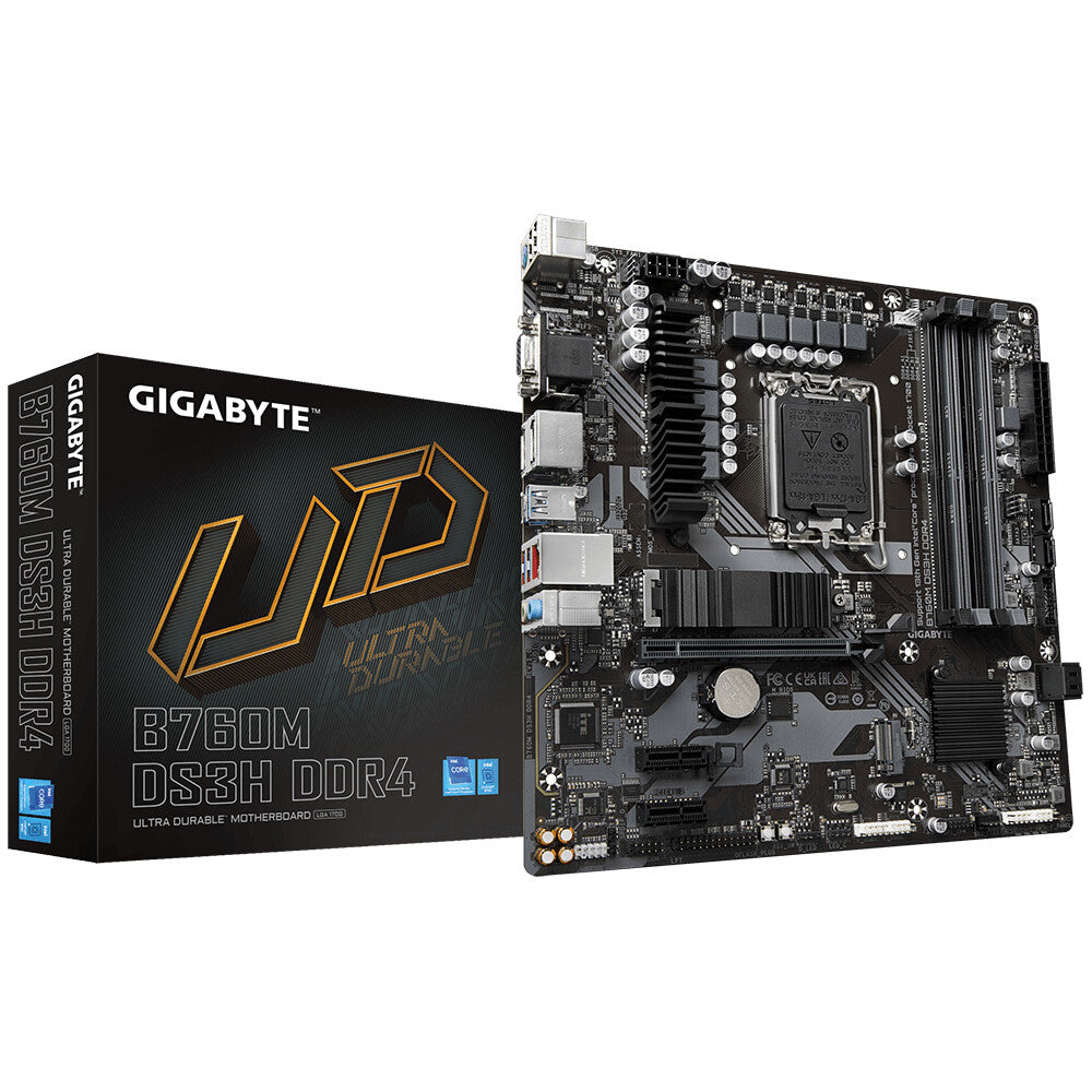 Gigabyte B760M DS3H DDR4 micro ATX motherboard - Intel B760 LGA 1700