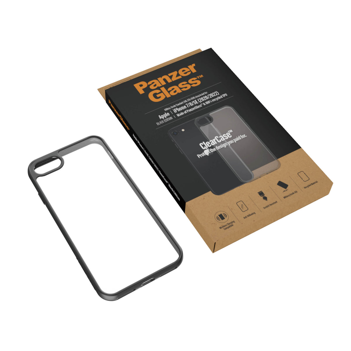 PanzerGlass ® ClearCase for iPhone 8 / 7 / SE (2020/2022) in Black