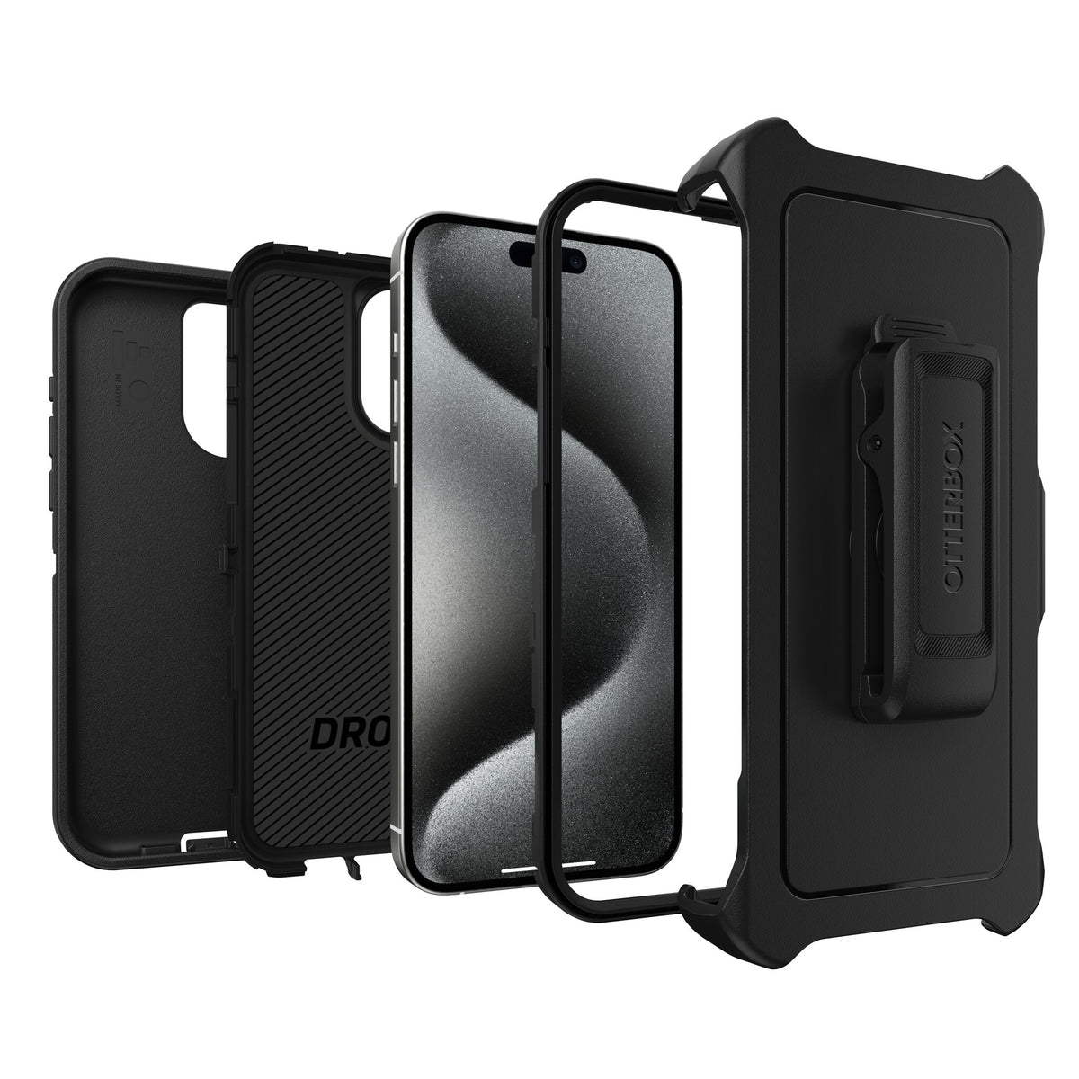 OtterBox Defender Series for iPhone 15 Pro Max in Black - No Packaging