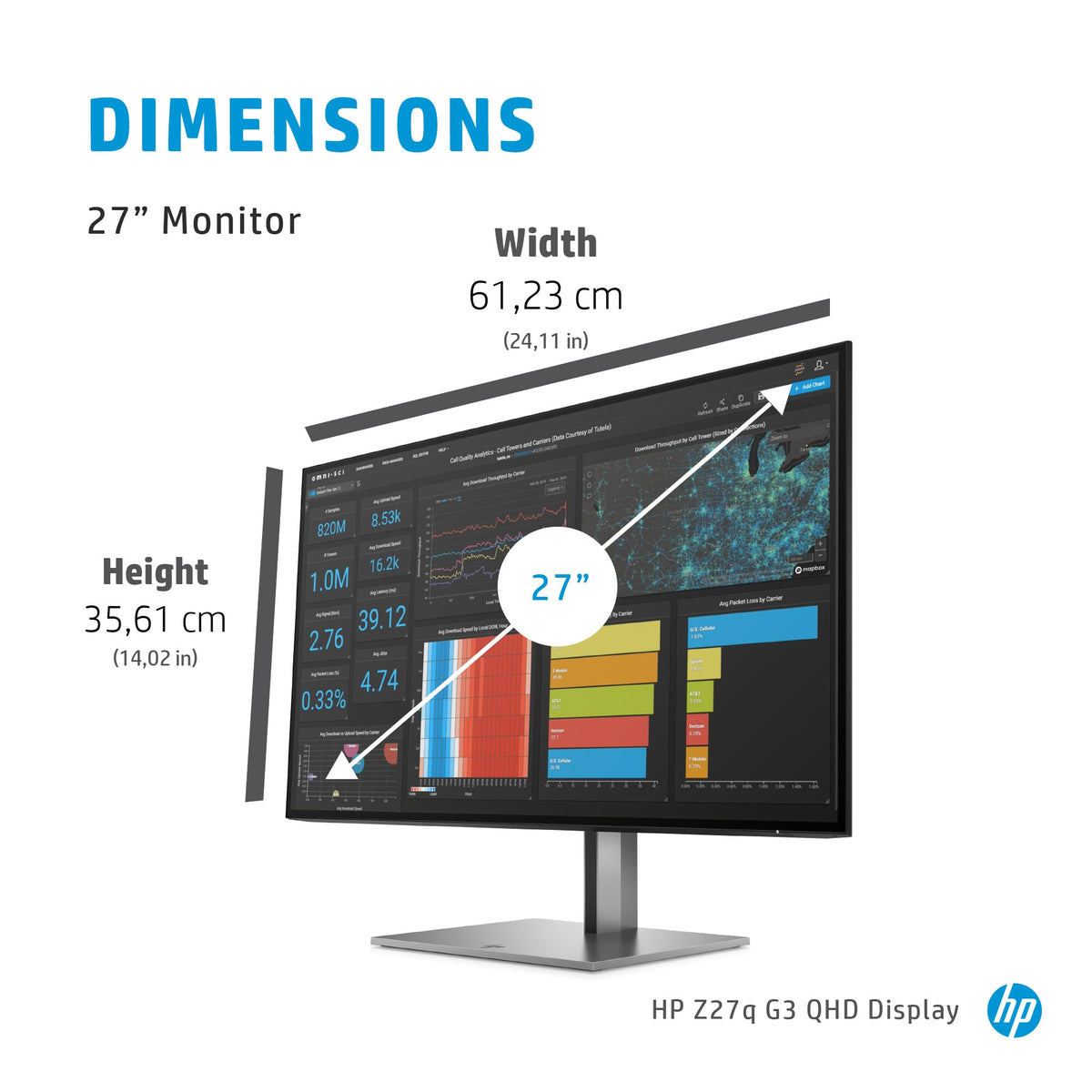 HP Z27Q G3 - 68.6 cm (27&quot;) - 2560 x 1440 pixels Quad HD LED Monitor