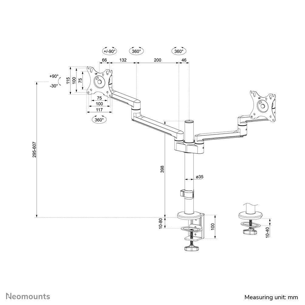 Neomounts DS60-425WH2 - Desk monitor mount for 43.2 cm (17&quot;) to 68.6 cm (27&quot;)