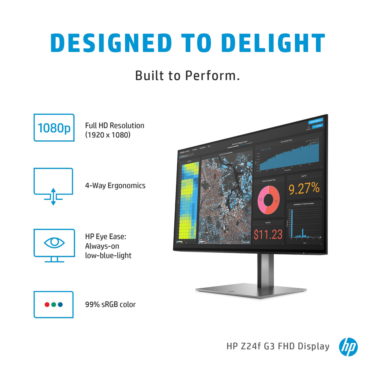 HP Z24F G3 - 60.5 cm (23.8&quot;) - 1920 x 1080 pixels Full HD Monitor