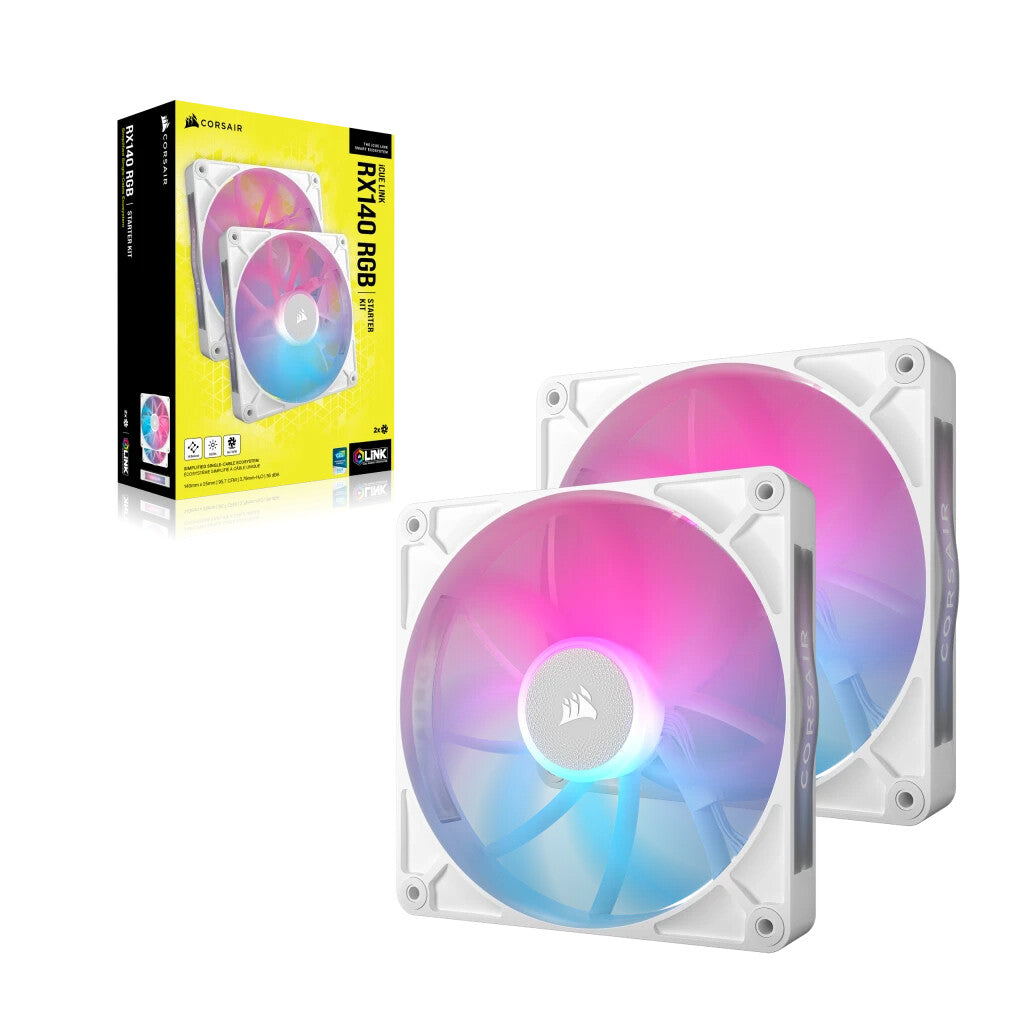 Corsair iCUE LINK RX140 RGB - Computer case Fan in White - 140mm (Pack of 2)