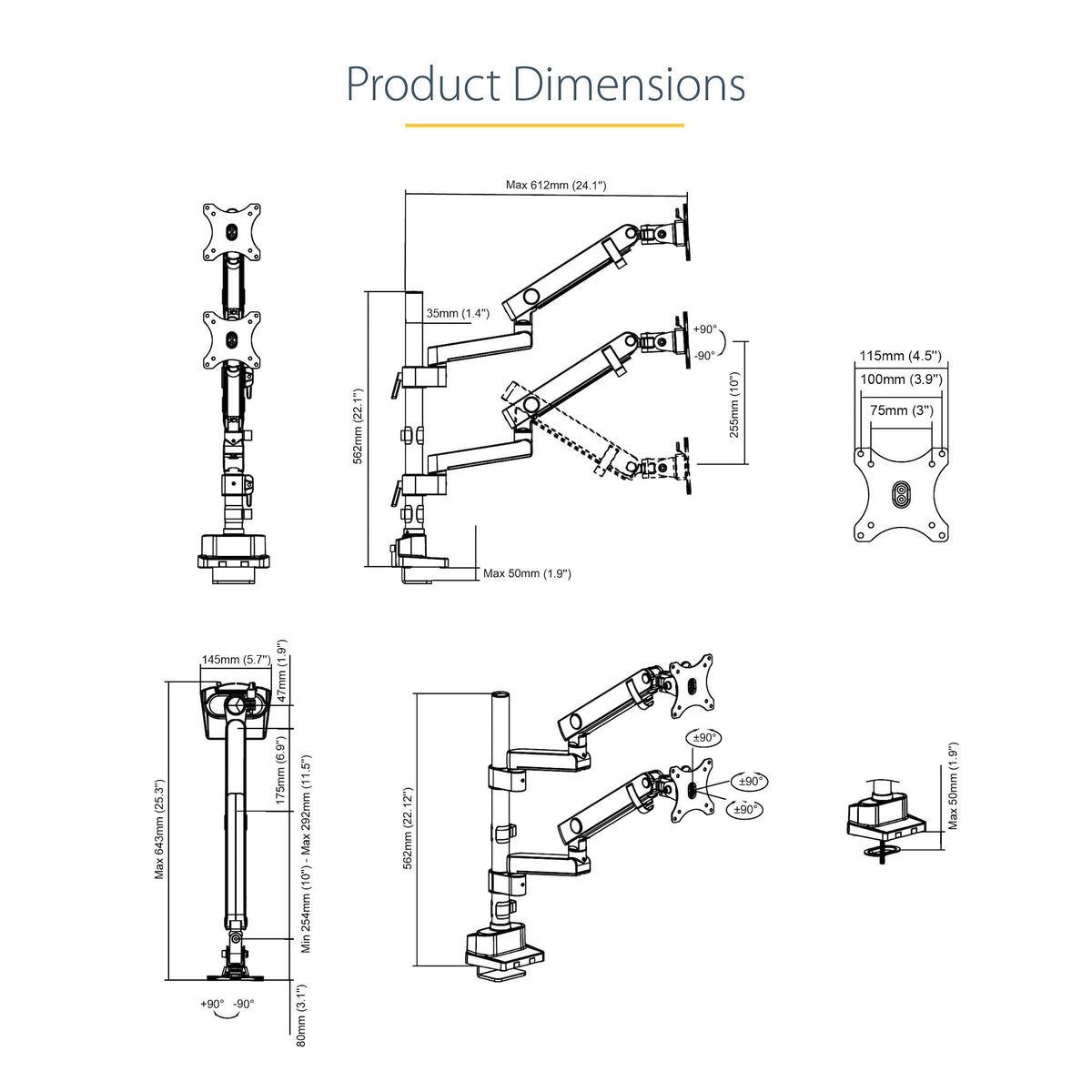 StarTech.com ARMDUALPIVOT Desk monitor mount for 81.3 cm (32&quot;)