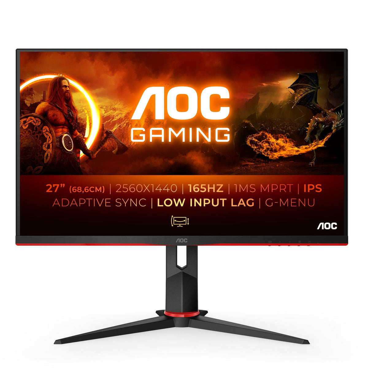 AOC Q27G2S/EU Computer Monitor 68.6 cm (27&quot;) 2560 x 1440 pixels Quad HD LED Black, Red