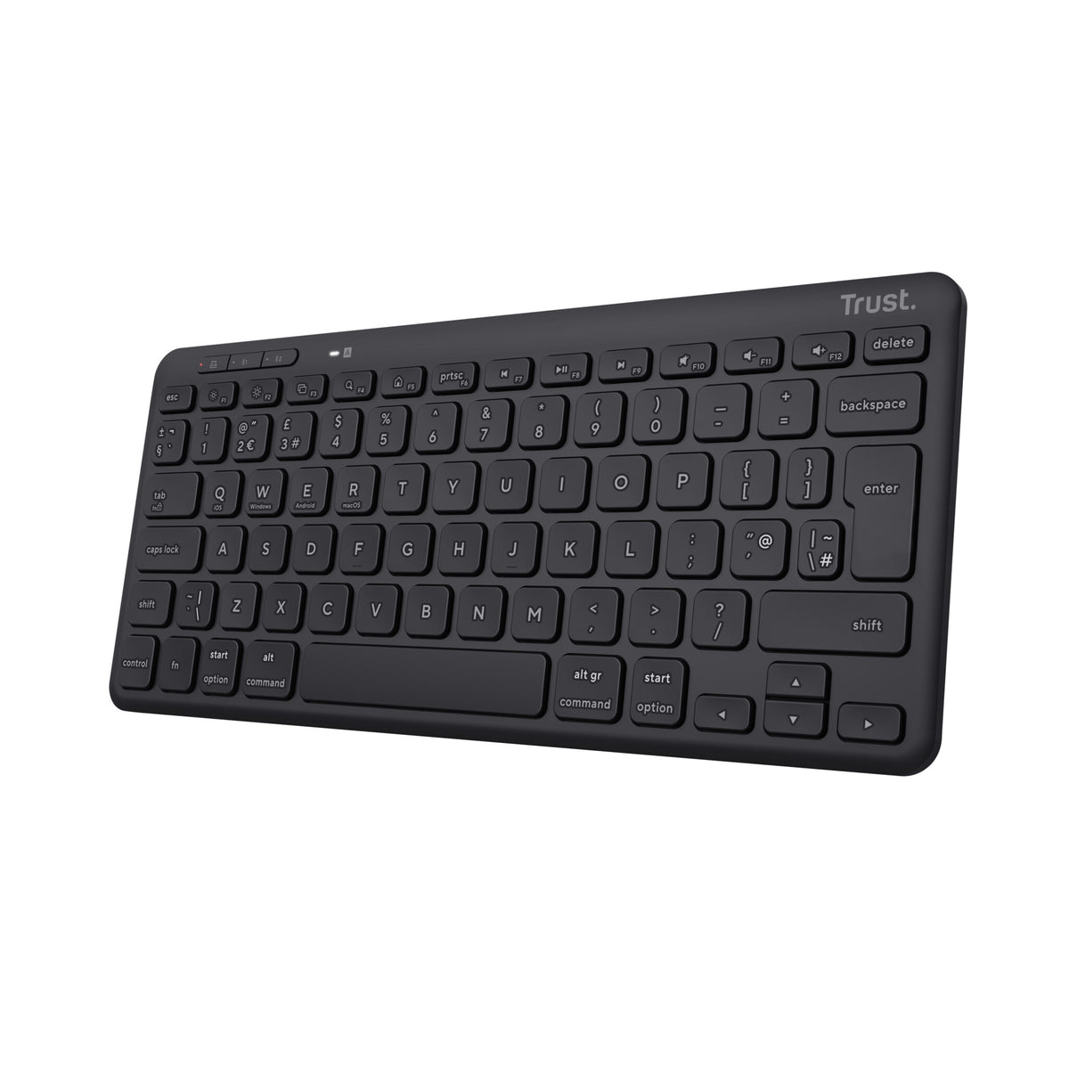 Trust Lyra Mini - USB Wired + RF Wireless + Bluetooth Membrane Keyboard in Black (QWERTY UK)