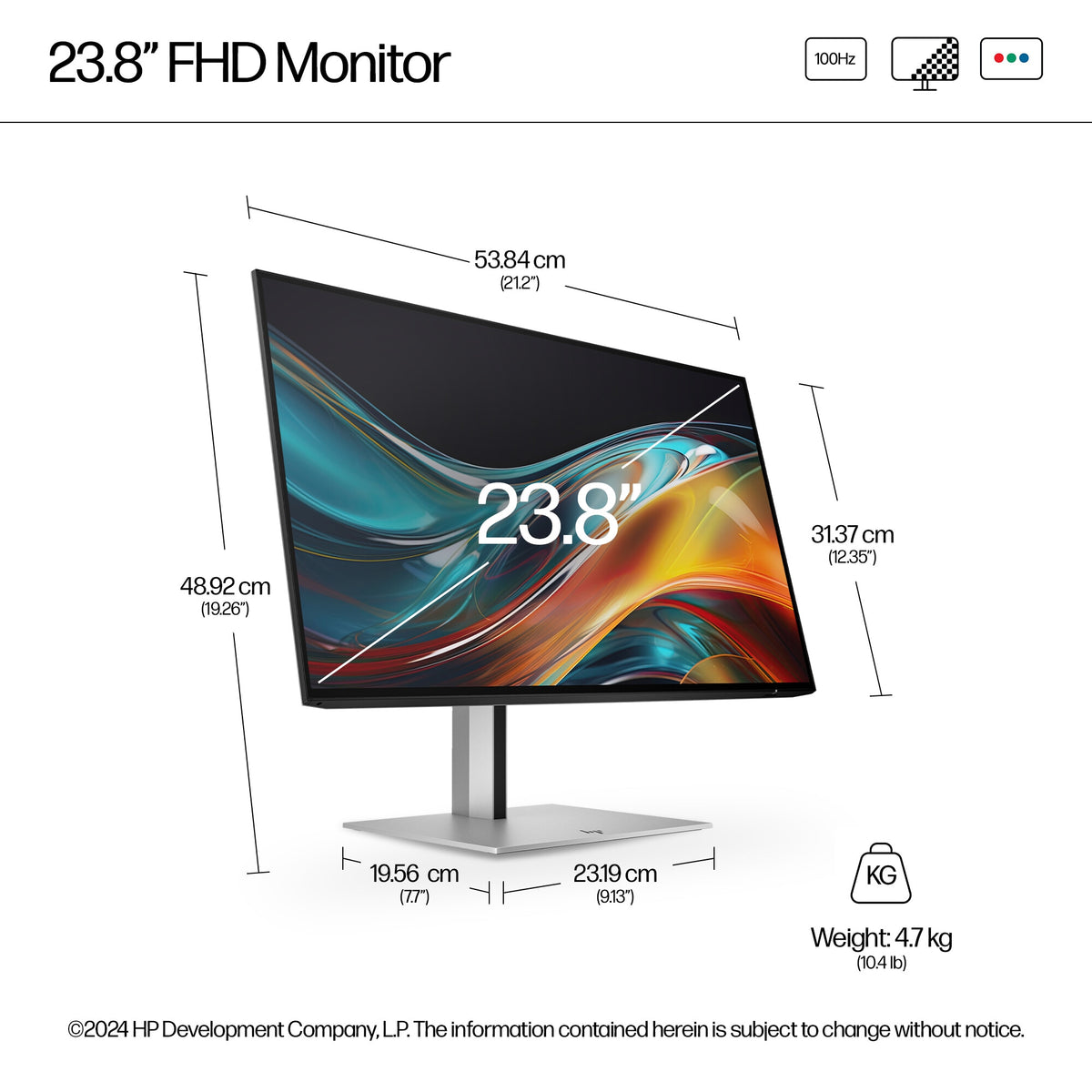 HP Series 7 Pro 724PF - 60.5cm (23.8&quot;) - 1920 x 1080 pixels Full HD LED Monitor