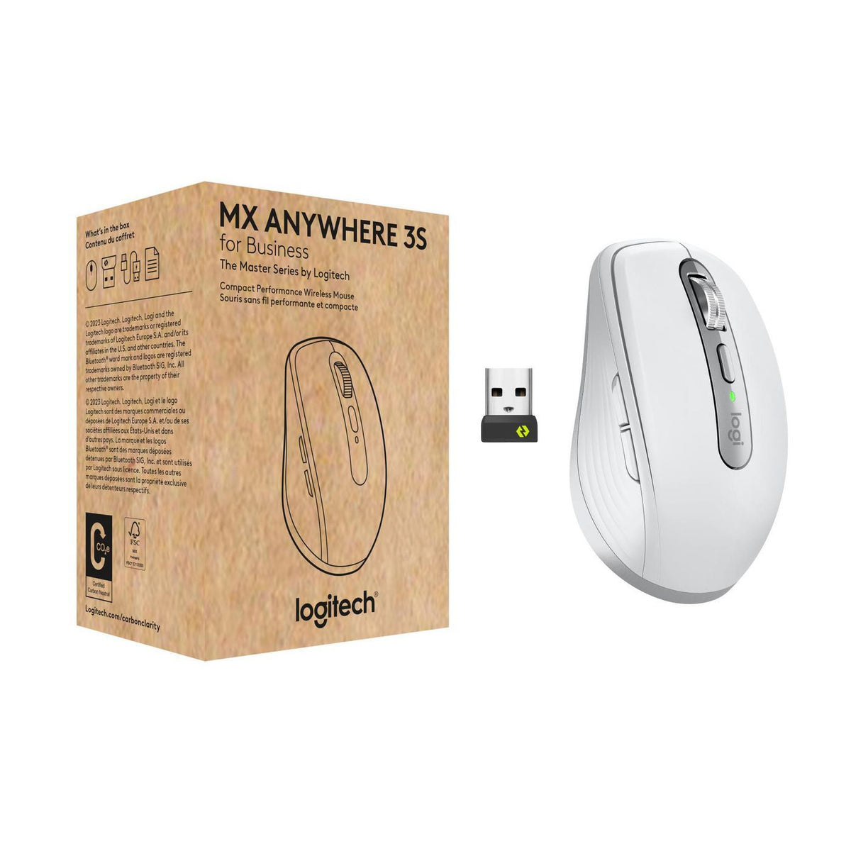 Logitech MX Anywhere 3S for Business mouse Right-hand RF Wireless + Bluetooth Laser 8000 DPI