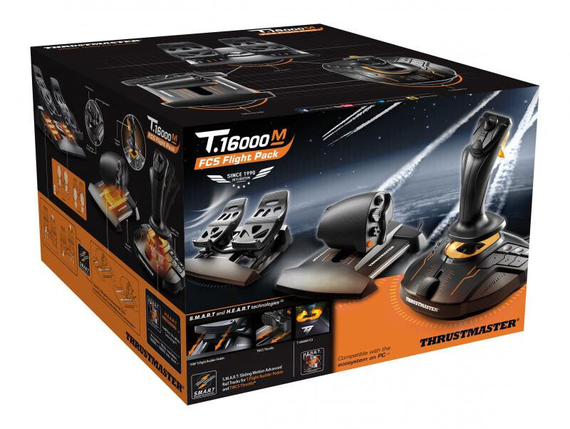 Thrustmaster T-16000M FCS Flight Pack - USB Flight Stick + Throttle + Rudder Pedals for PC / Mac