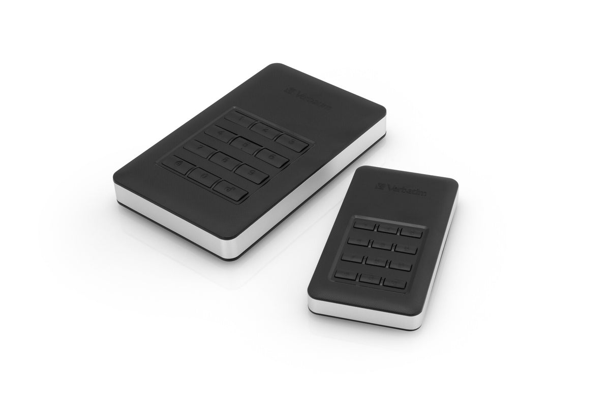 Verbatim Store &#39;n&#39; Go Portable SSD with Keypad Access in Black / Silver - 256 GB