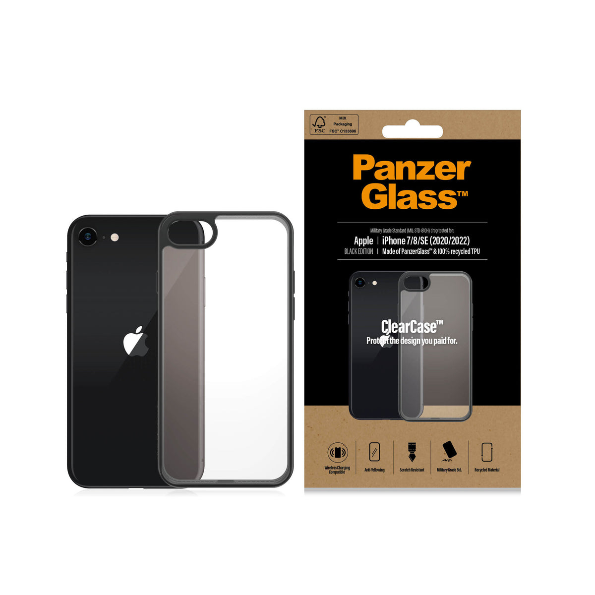 PanzerGlass ® ClearCase for iPhone 8 / 7 / SE (2020/2022) in Black