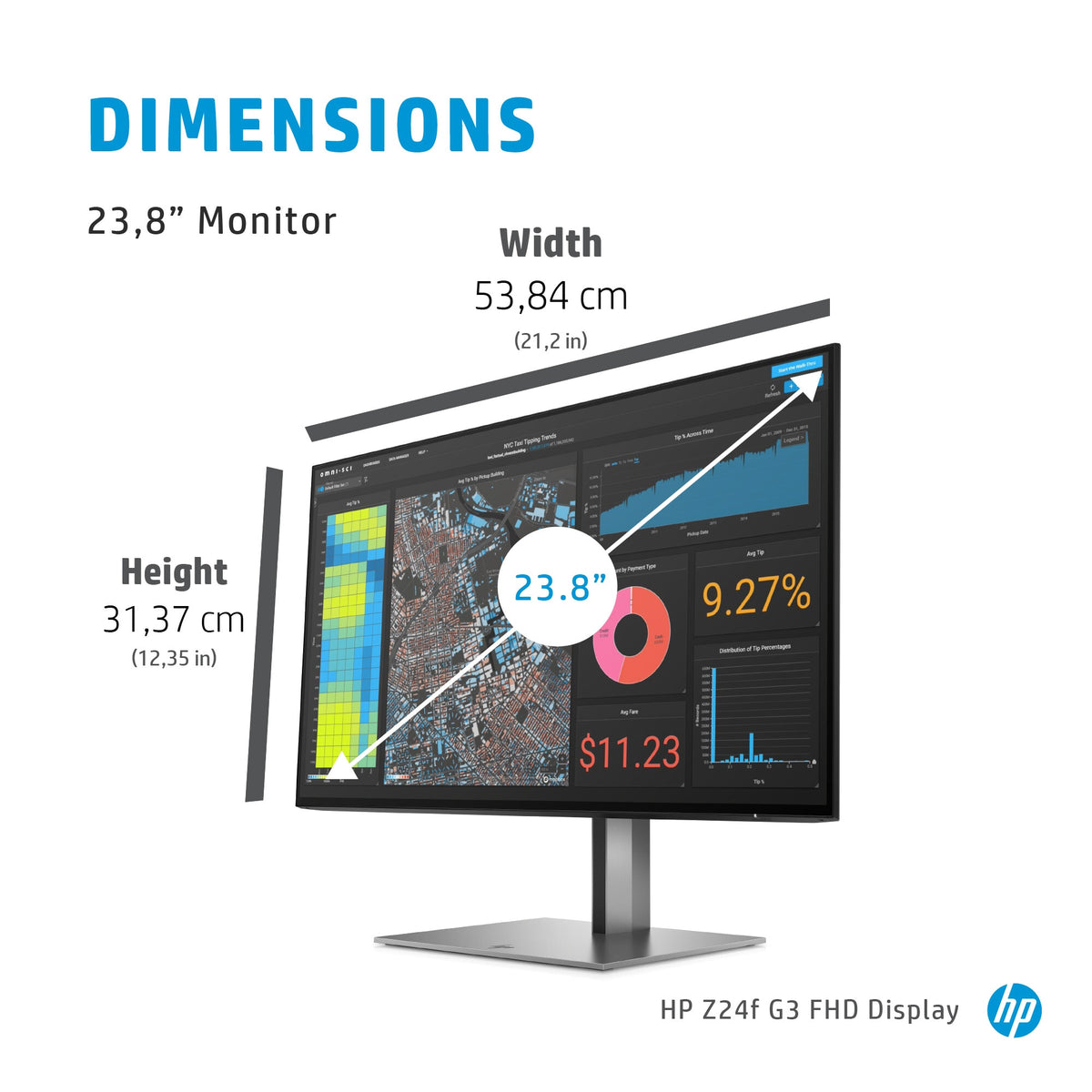 HP Z24F G3 - 60.5 cm (23.8&quot;) - 1920 x 1080 pixels Full HD Monitor