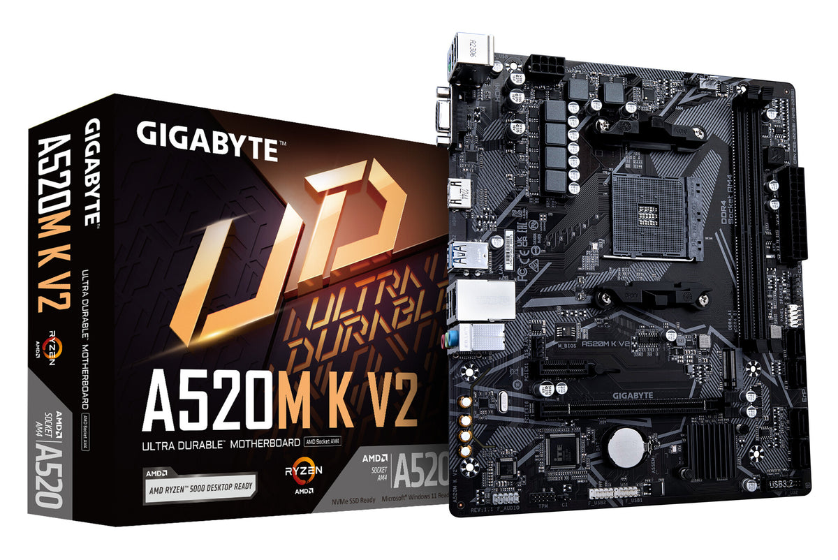 Gigabyte A520M K V2 Micro  ATX motherboard -  AMD A520 Socket AM4