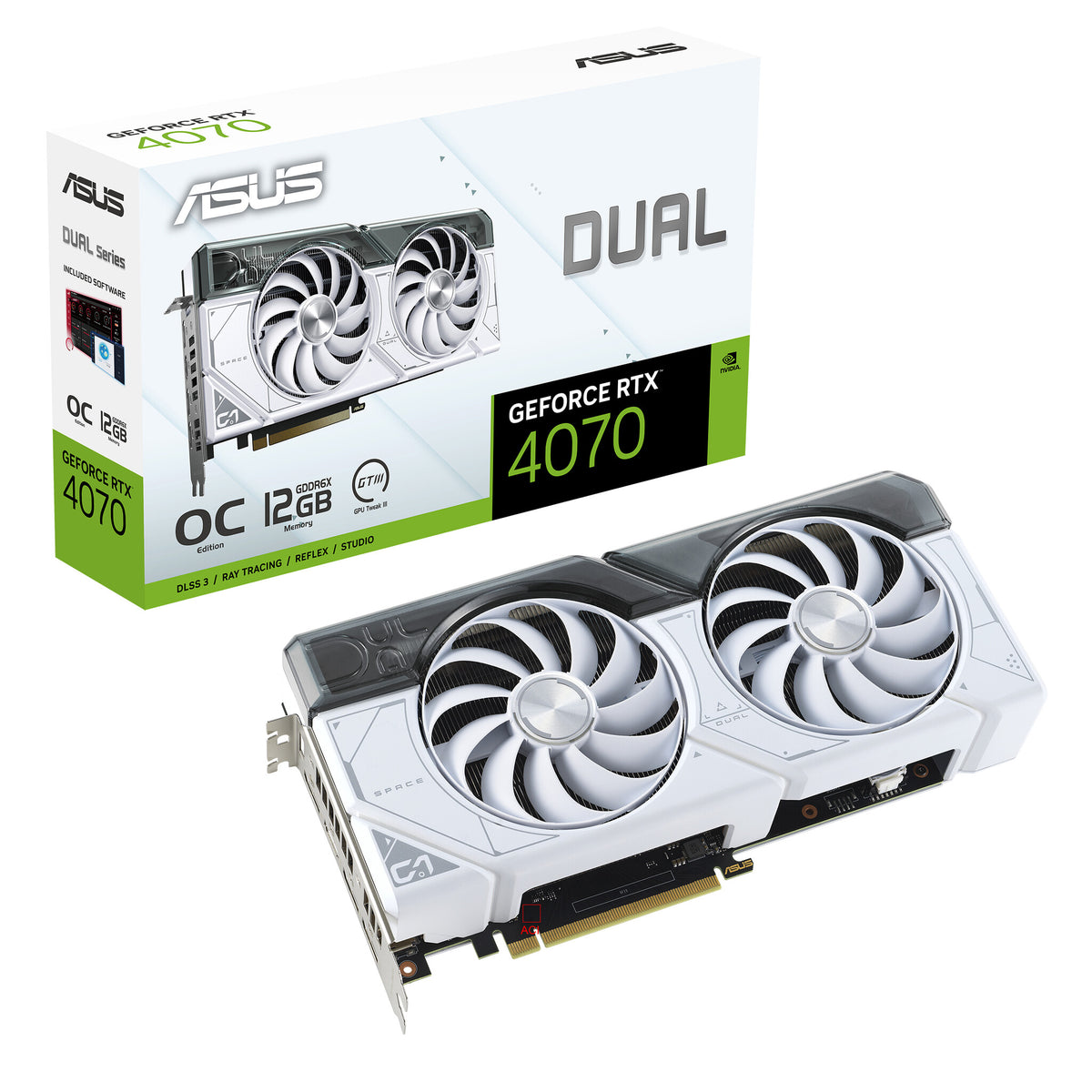 ASUS Dual OC White - NVIDIA 12 GB GDDR6X GeForce RTX 4070 graphics card