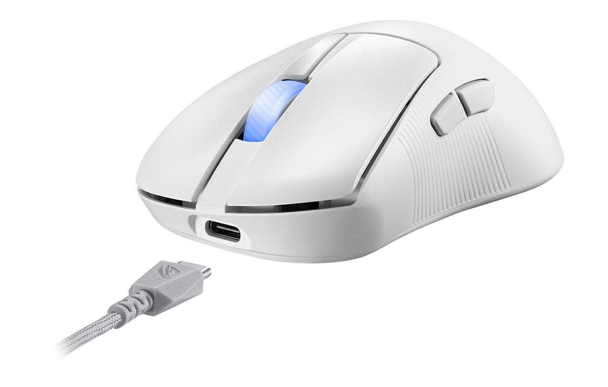 ASUS ROG Keris II Ace Wireless AimPoint - RF Wireless + Bluetooth + USB Type-A Optical Mouse in White - 42,000 DPI