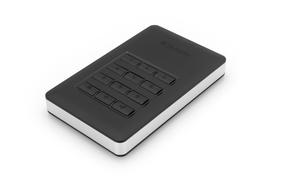 Verbatim Store &#39;n&#39; Go Secure Portable HDD with Keypad Access in Black / Silver - 2 TB