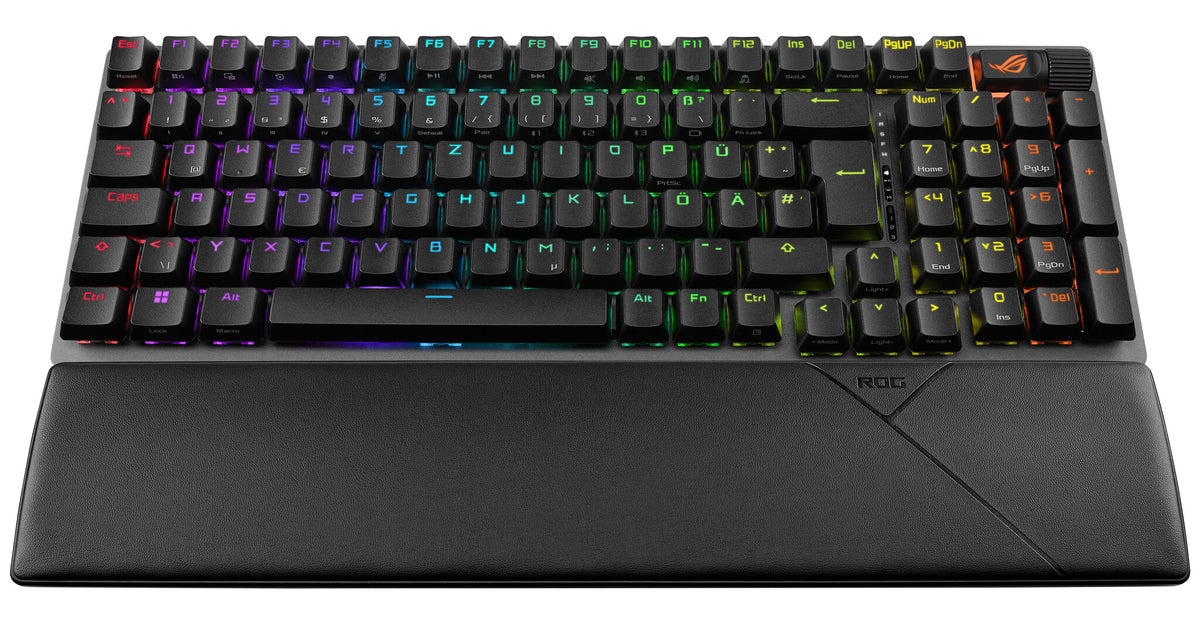 ASUS ROG Strix Scope II 96 Wireless - USB Wired + RF Wireless + Bluetooth RGB Mechanical Gaming Keyboard in Black (QWERTZ German)