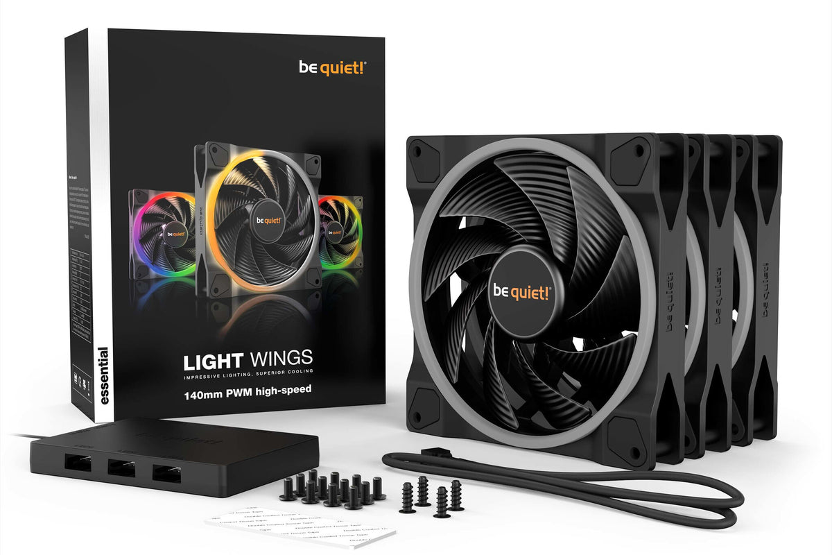 be quiet! Light Wings ARGB PWM High Speed - Computer Case Fan in Black - 140mm (Pack of 3)