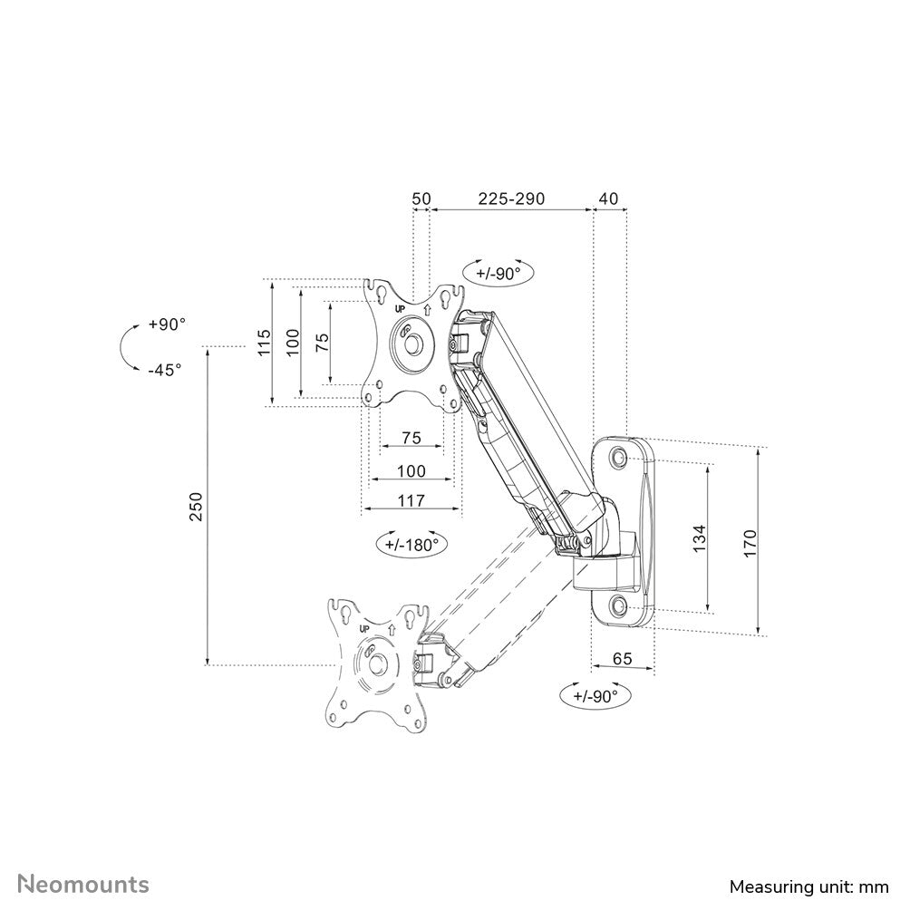 Neomounts WL70-440BL11 Wall monitor mount for 43.2 cm (17&quot;) to 81.3 cm (32&quot;)