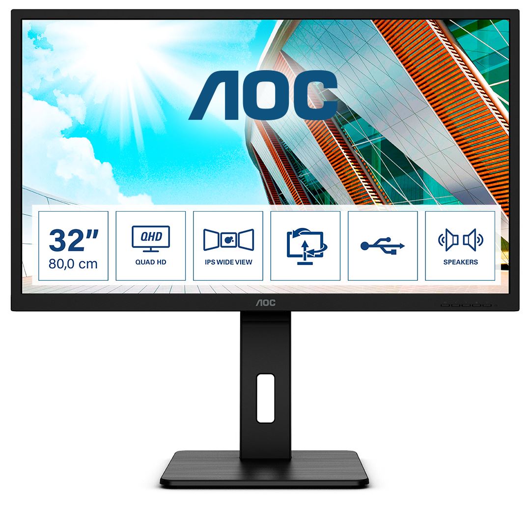 AOC P2 Q32P2 Computer Monitor 80 cm (31.5&quot;) 2560 x 1440 pixels 2K Ultra HD LED Black