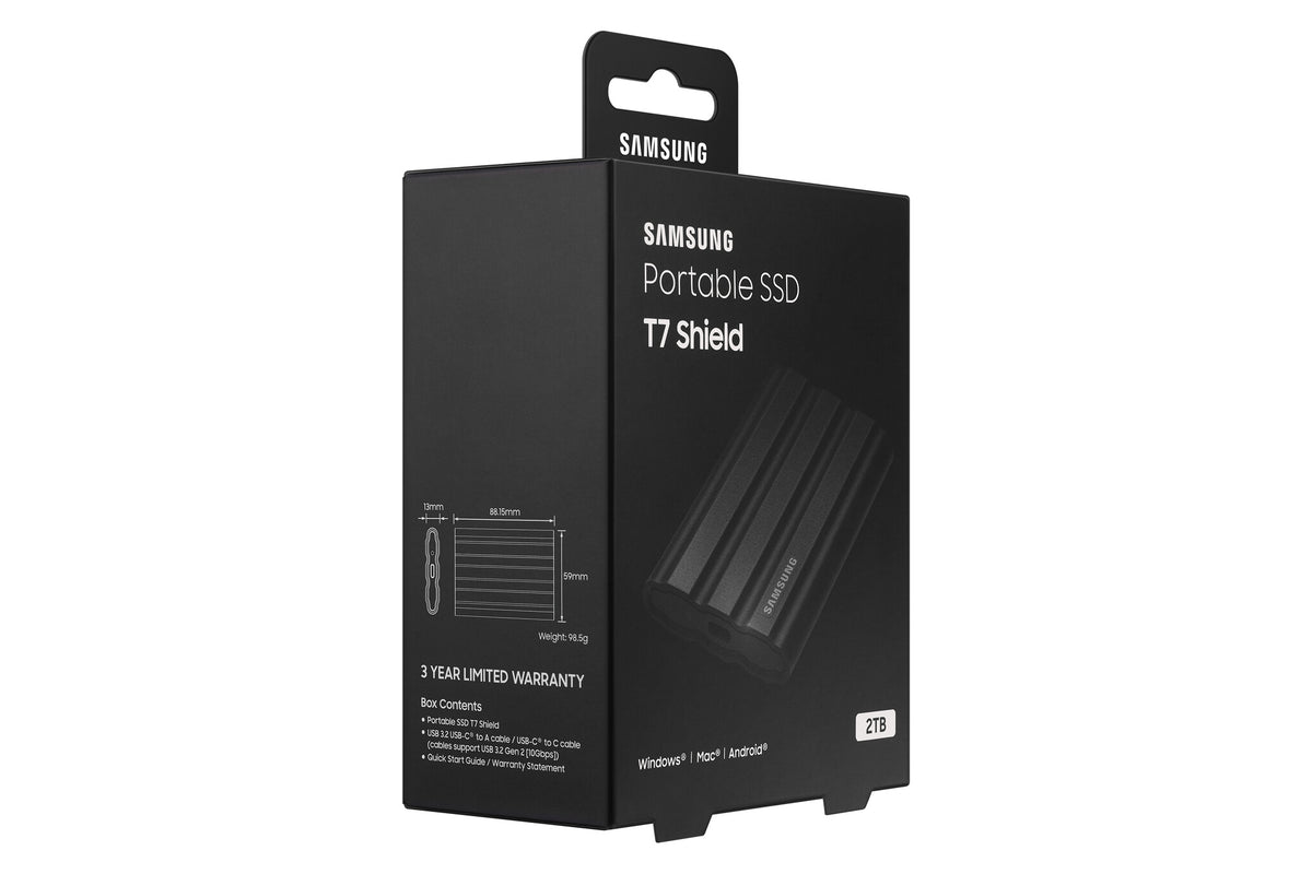 Samsung Portable SSD T7 Shield in Black - 2 TB